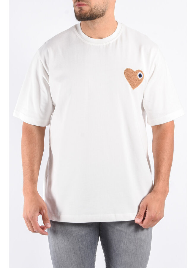 Premium Oversized T-Shirt Heart - White / Beige