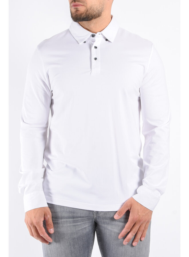 Premium Mercerised Long Sleeve Polo “Toni” White