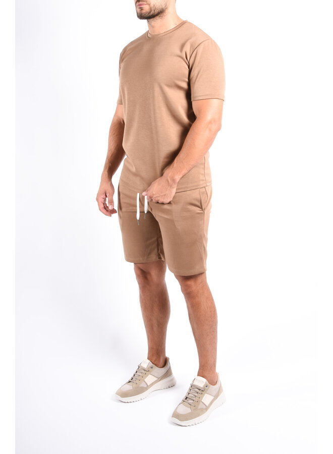 Premium Mercerised T-shirt / Shorts Set Brown