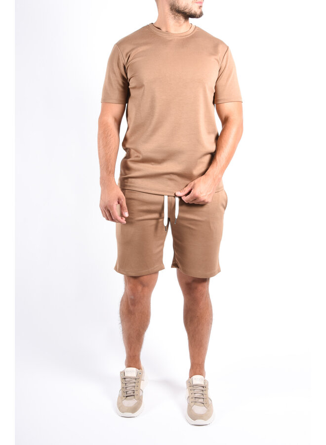 Premium Mercerised T-shirt / Shorts Set Brown