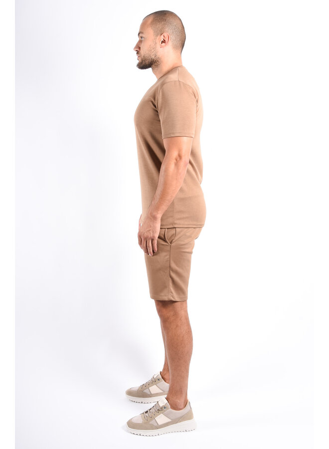 Premium Mercerised T-shirt / Shorts Set Brown