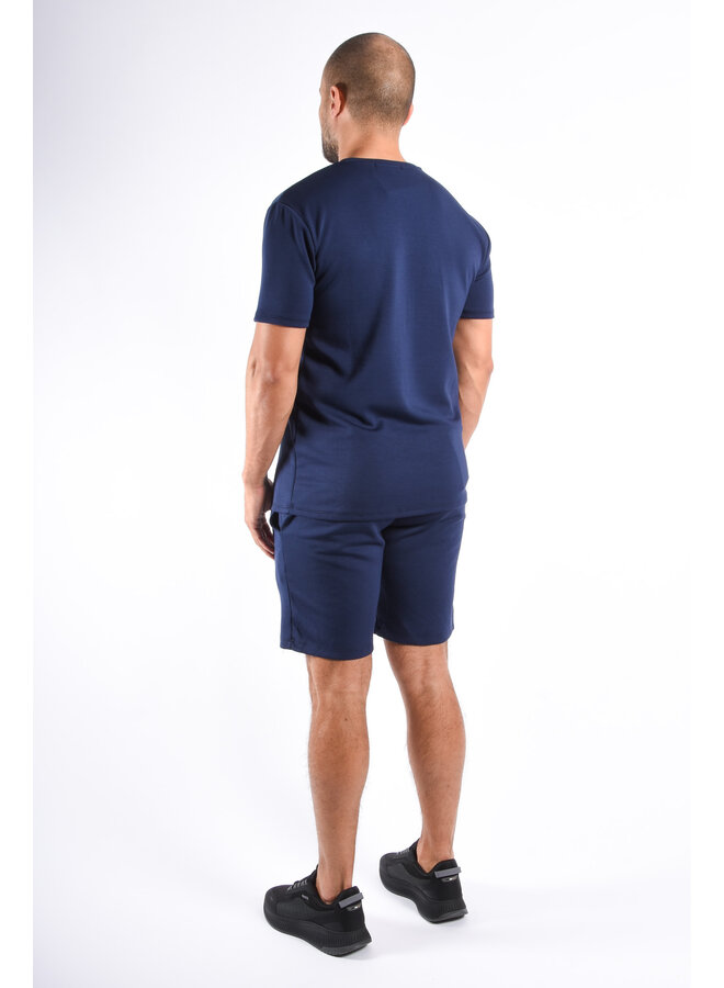 Premium Mercerised T-shirt / Shorts Set Deep Blue