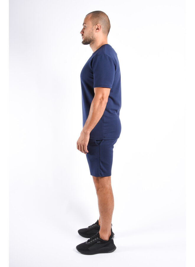 Premium Mercerised T-shirt / Shorts Set Deep Blue