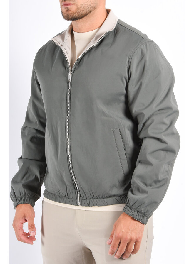 Premium Reversible Insulated Jacket "Vazio" Greenish / Beige