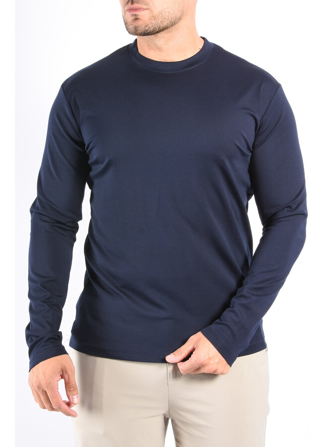 Mercerised Luxe Long Sleeve T-shirt Navy Blue