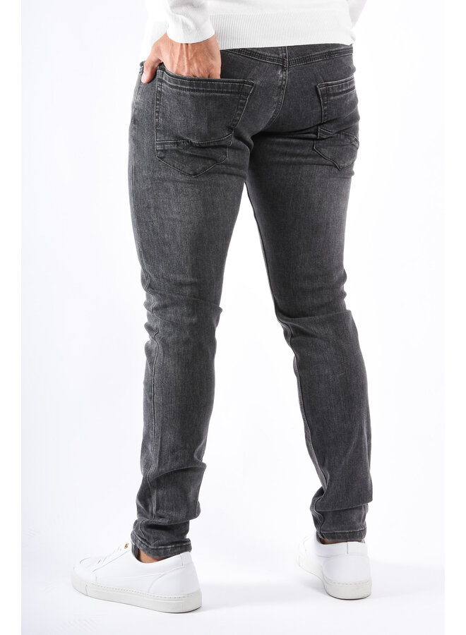 Slim Fit Stretch Jeans “Vialli” Dark Grey Washed