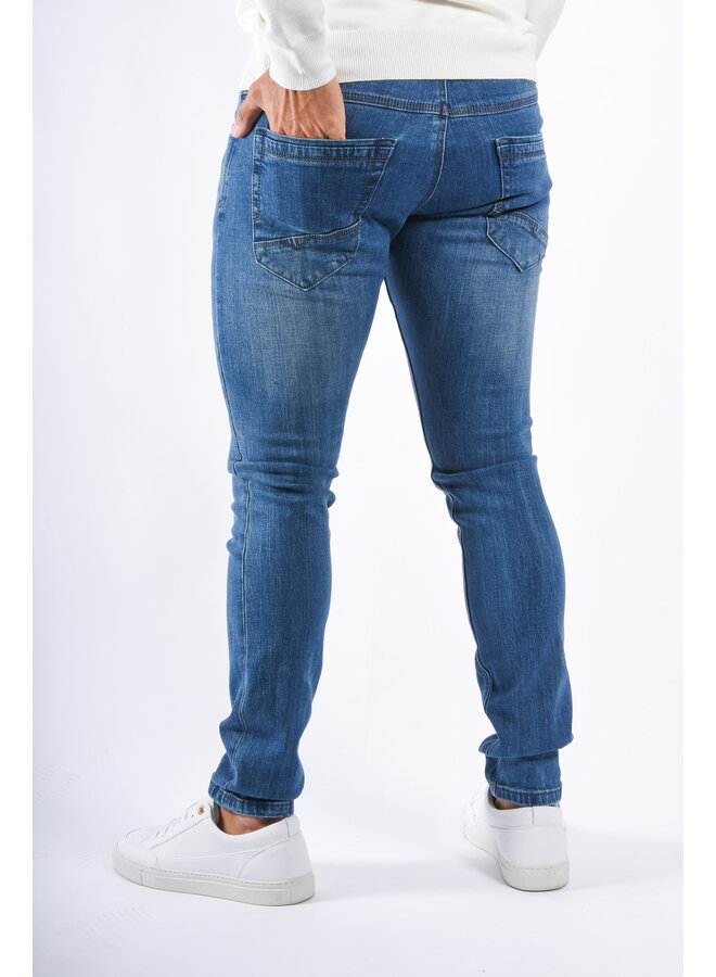 Slim Fit Stretch Jeans “Vialli” Blue Washed