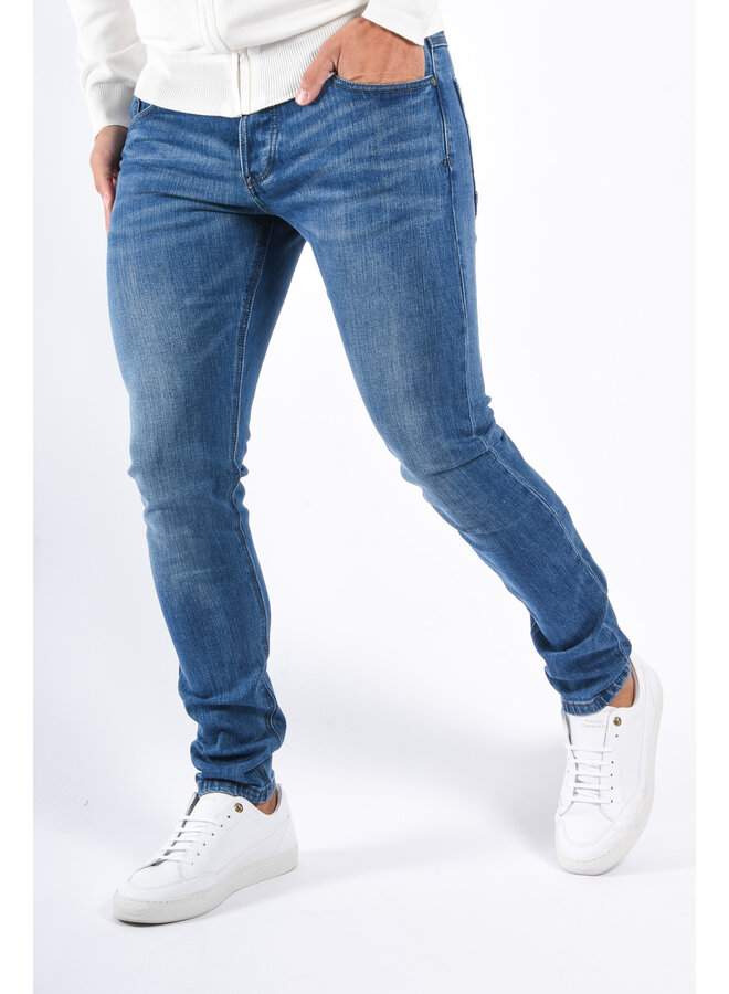 Slim Fit Stretch Jeans “Vialli” Blue Washed