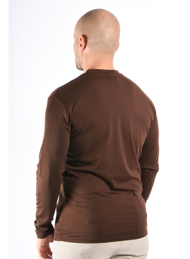 Mercerised Luxe Long Sleeve T-shirt Deep Brown