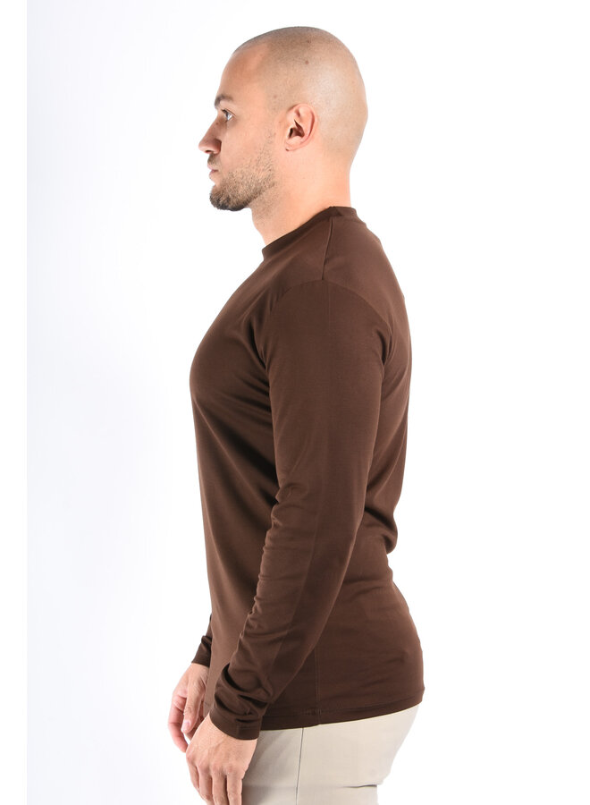Mercerised Luxe Long Sleeve T-shirt Deep Brown