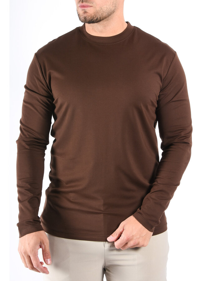 Mercerised Luxe Long Sleeve T-shirt Deep Brown