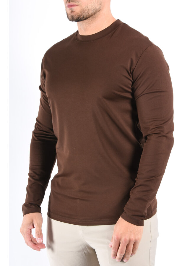 Mercerised Luxe Long Sleeve T-shirt Deep Brown
