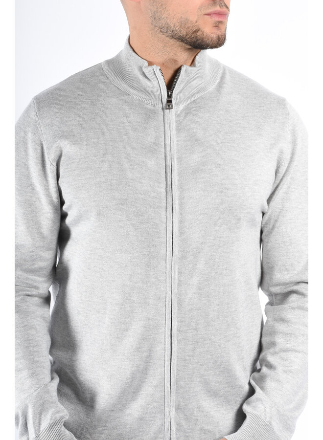 Knit Full Zip Vest “Vercelli” Light Grey Melange
