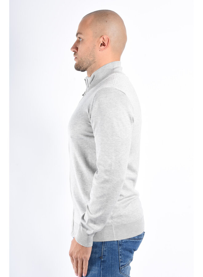 Knit Full Zip Vest “Vercelli” Light Grey Melange