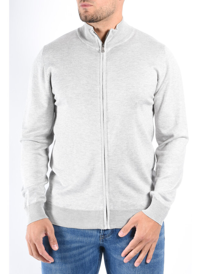Knit Full Zip Vest “Vercelli” Light Grey Melange