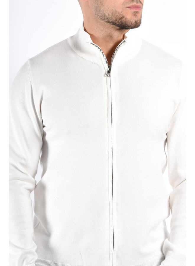 Knit Full Zip Vest “Vercelli” White