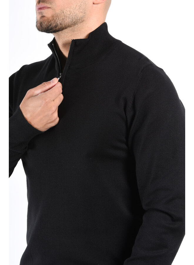 Half Zip Knit Sweater “Alessio” Black