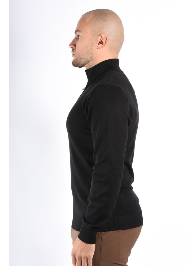 Half Zip Knit Sweater “Alessio” Black
