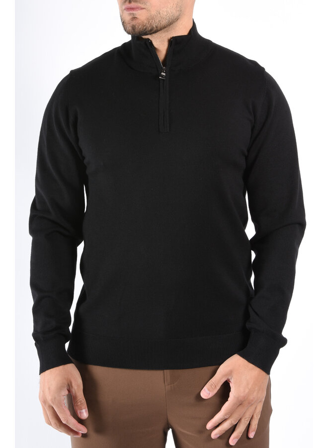 Half Zip Knit Sweater “Alessio” Black