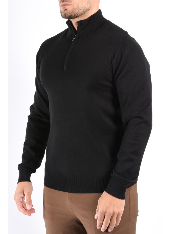 Half Zip Knit Sweater “Alessio” Black