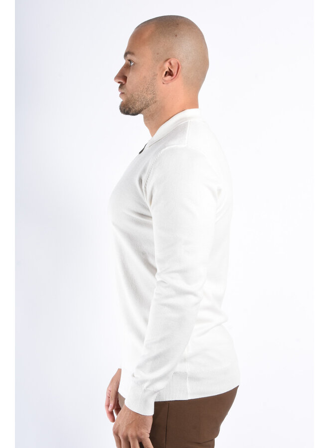 Long Sleeve Zip Knit Polo “Lorenzo” White