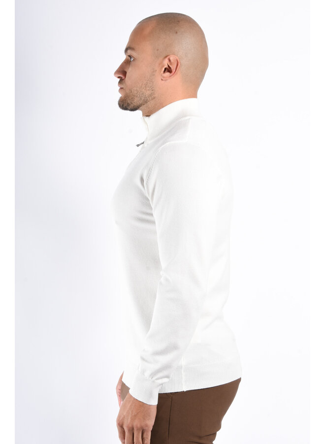 Half Zip Knit Sweater “Alessio” White