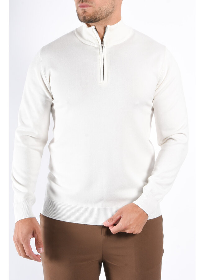 Half Zip Knit Sweater “Alessio” White