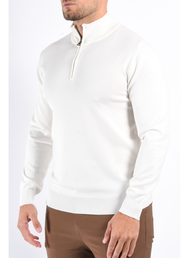 Half Zip Knit Sweater “Alessio” White