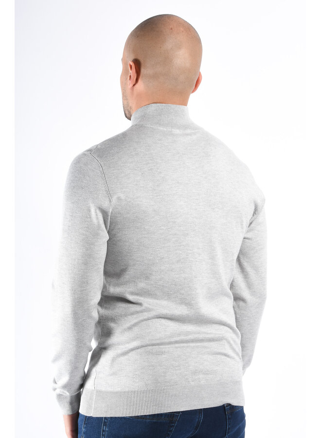 Half Zip Knit Sweater “Alessio” Light Grey Melange