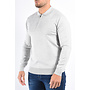 Long Sleeve Zip Knit Polo “Lorenzo” Light Grey Melange