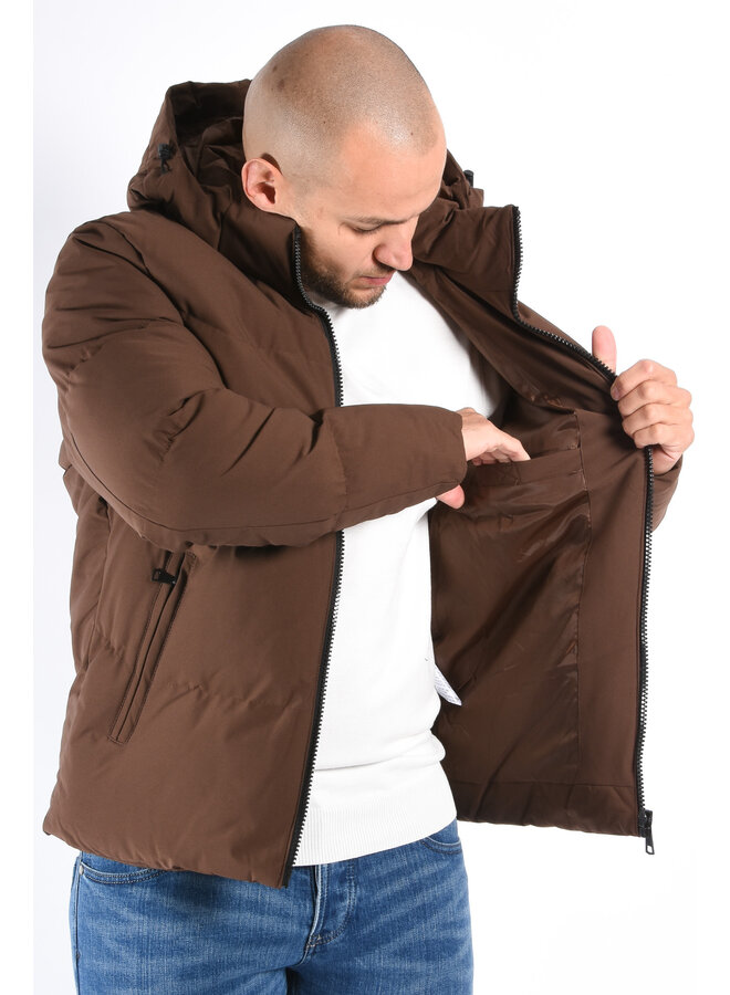 Hooded Puffer Jacket “Dario” Brown