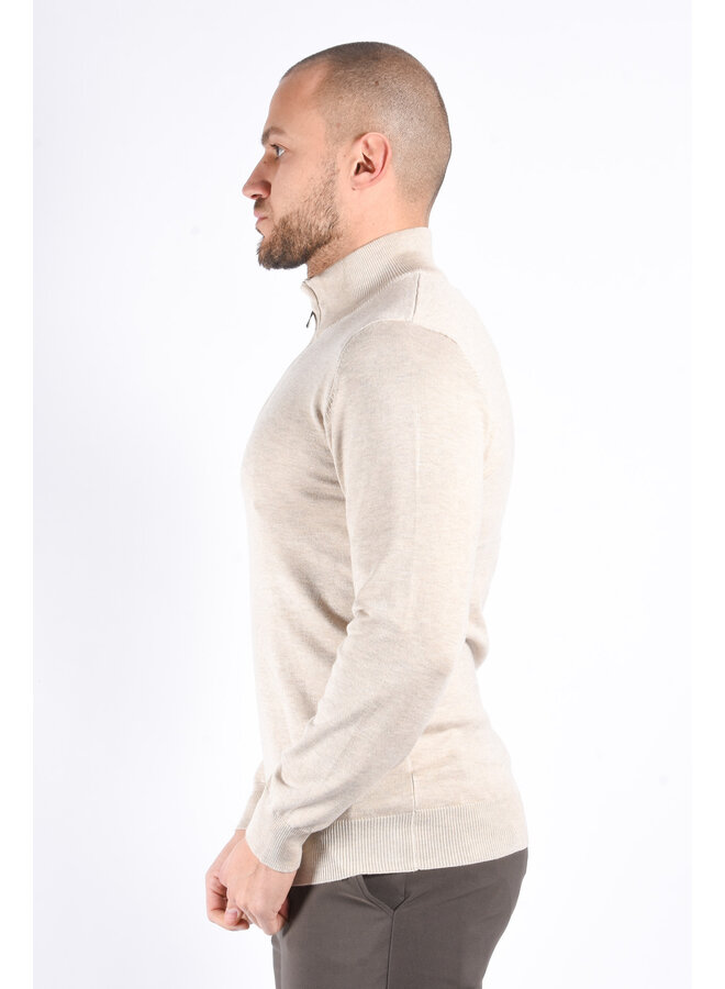 Half Zip Knit Sweater “Alessio” Beige Melange