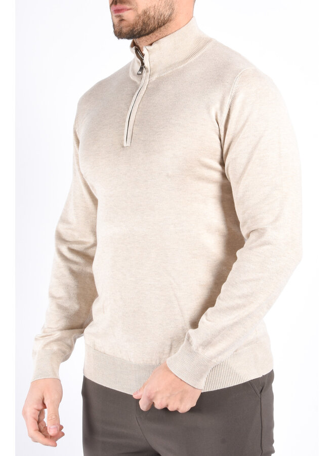 Half Zip Knit Sweater “Alessio” Beige Melange