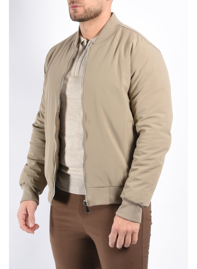 Reversible Padded Bomber Jacket “Verso” Taupe