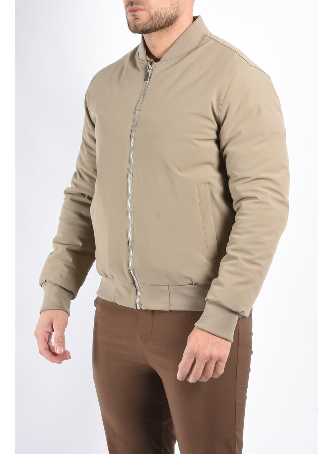 Reversible Padded Bomber Jacket “Verso” Taupe