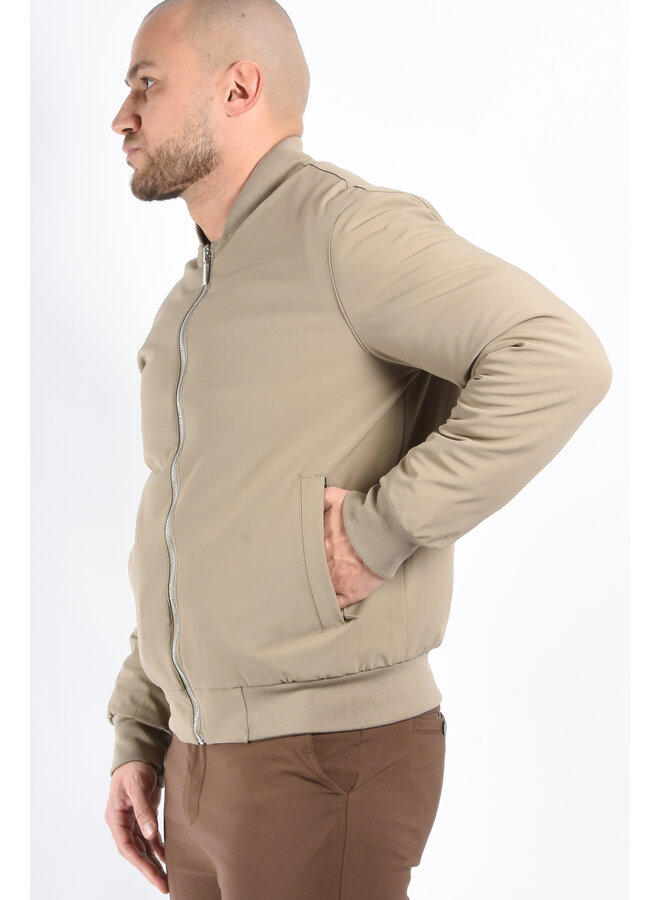 Reversible Padded Bomber Jacket “Verso” Taupe