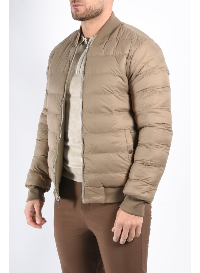 Reversible Padded Bomber Jacket “Verso” Taupe