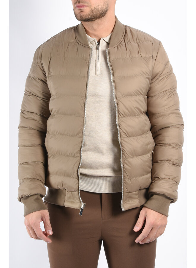 Reversible Padded Bomber Jacket “Verso” Taupe
