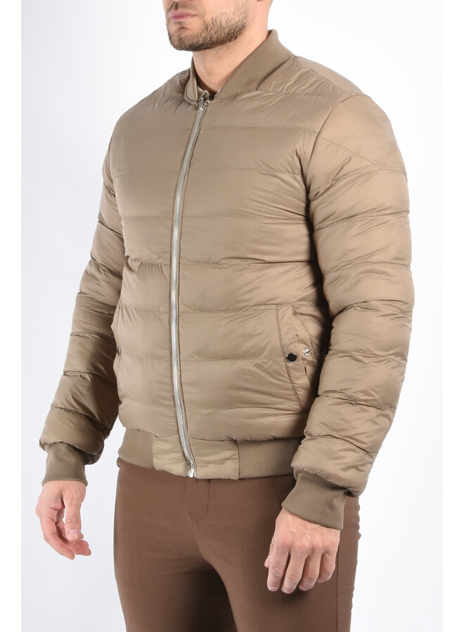 Reversible Padded Bomber Jacket “Verso” Taupe