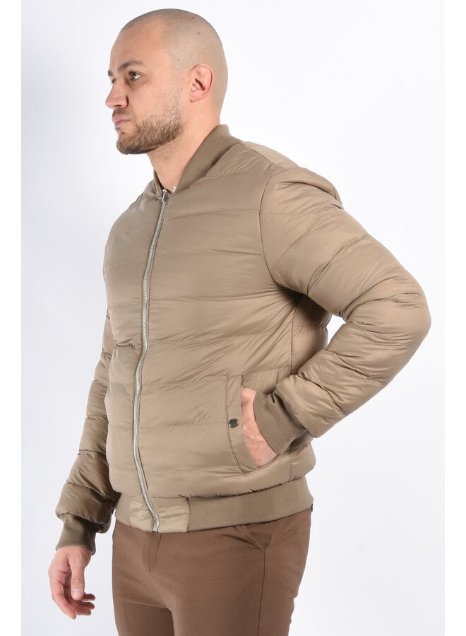 Reversible Padded Bomber Jacket “Verso” Taupe