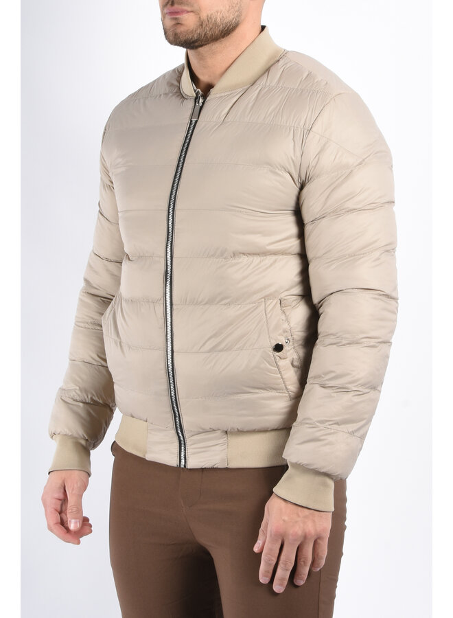 Reversible Padded Bomber Jacket “Verso” Black/Beige