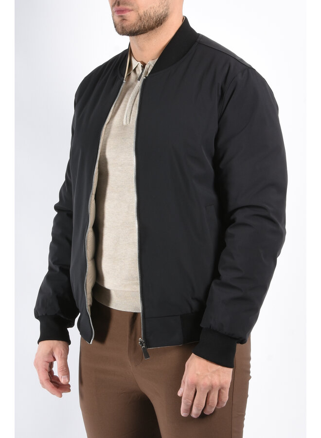 Reversible Padded Bomber Jacket “Verso” Black/Beige