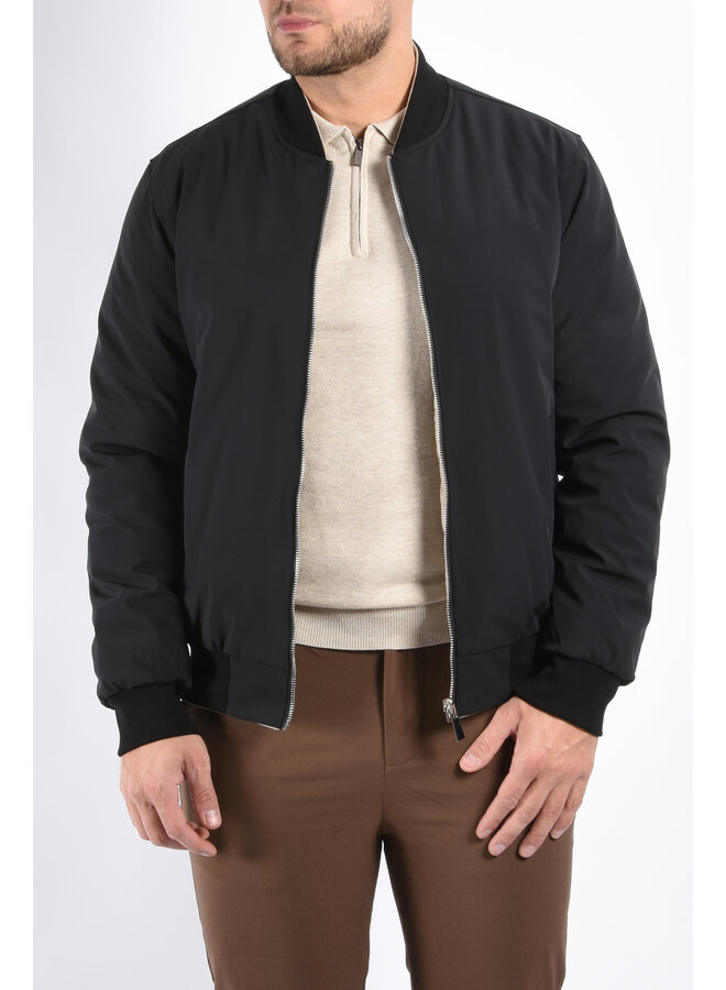 Reversible Padded Bomber Jacket “Verso” Black/Beige