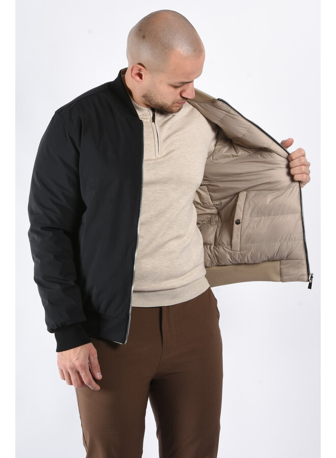 Reversible Padded Bomber Jacket “Verso” Black/Beige