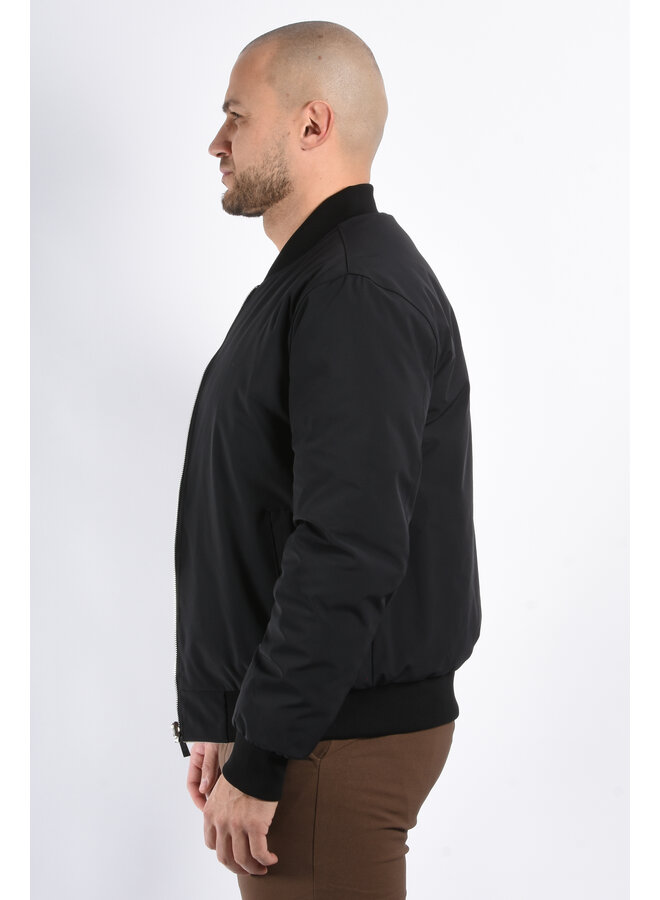 Reversible Padded Bomber Jacket “Verso” Black/Beige