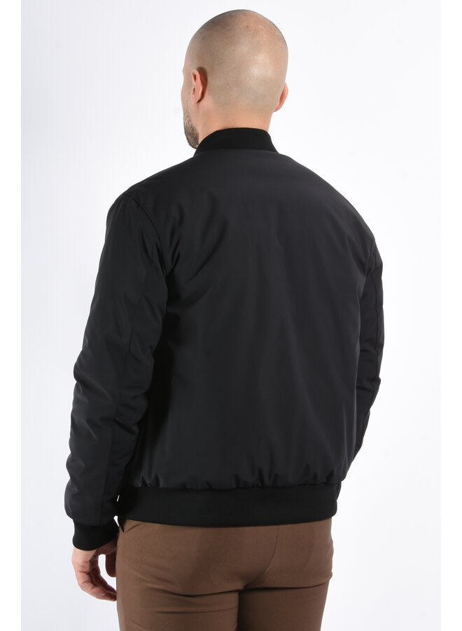 Reversible Padded Bomber Jacket “Verso” Black/Beige