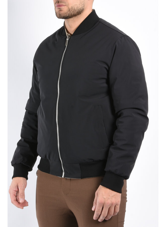 Reversible Padded Bomber Jacket “Verso” Black/Beige
