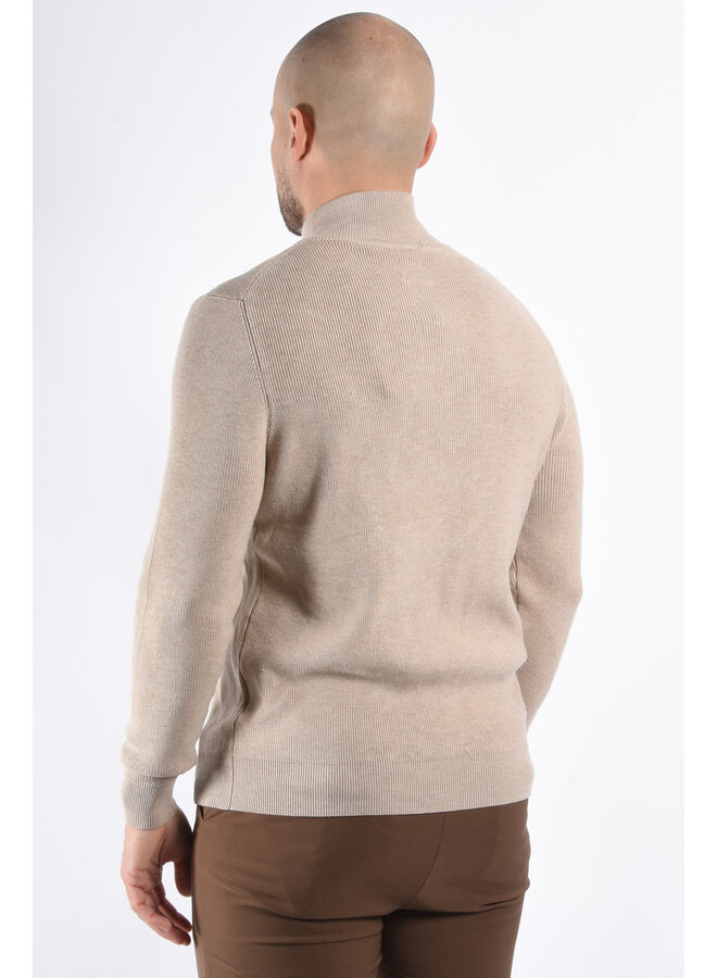 Ribbed Full Zip Knit Vest "Moreno" Beige Melange