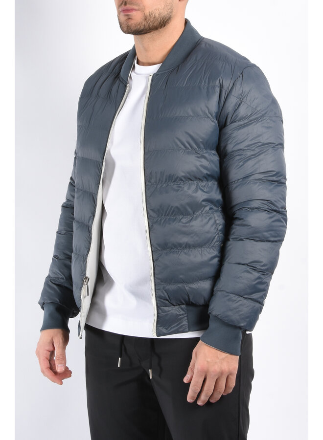 Reversible Padded Bomber Jacket “Verso” Light Beige/Deep Blue