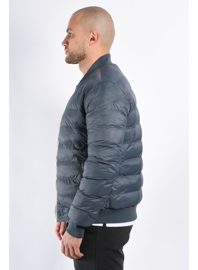 Reversible Padded Bomber Jacket “Verso” Light Beige/Deep Blue